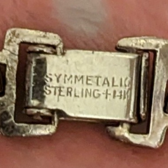 1940s Art Deco Signed Symmetallic 14kt Gold Sterling Necklace w Earrings Set - Picture 5 of 8